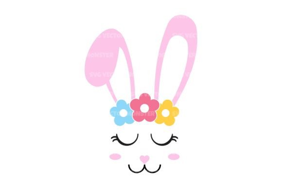 Download Bunny Face with Flowers Svg Cut File - Premium Resources